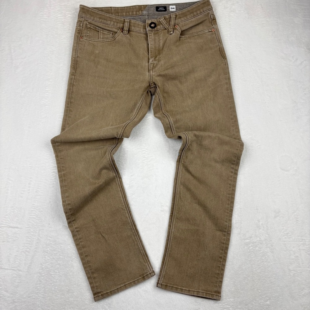 Volcom Vorta Slim Skater Style 34x32 Light Brown Faded Wash CB4-41